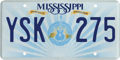 MS license plate YSK275