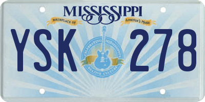MS license plate YSK278