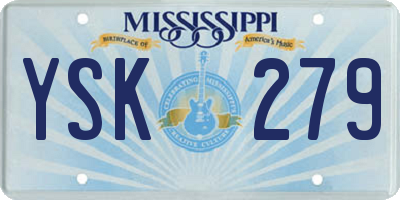 MS license plate YSK279