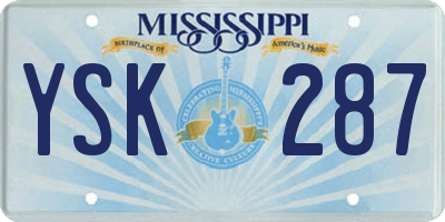 MS license plate YSK287