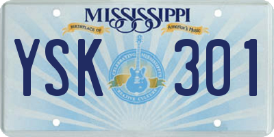 MS license plate YSK301
