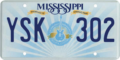 MS license plate YSK302