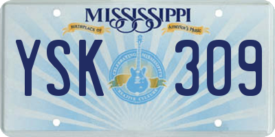 MS license plate YSK309