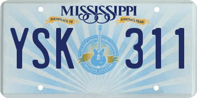 MS license plate YSK311