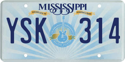 MS license plate YSK314
