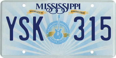 MS license plate YSK315