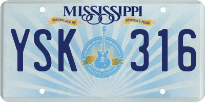 MS license plate YSK316