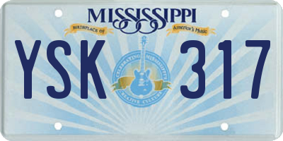 MS license plate YSK317