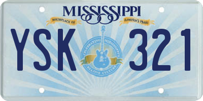 MS license plate YSK321
