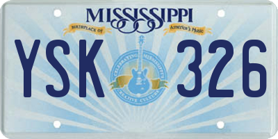 MS license plate YSK326