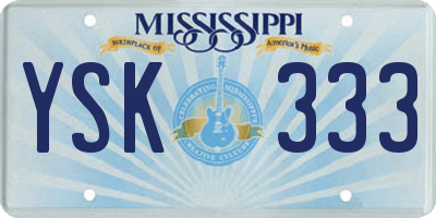 MS license plate YSK333