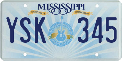 MS license plate YSK345