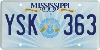 MS license plate YSK363