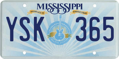 MS license plate YSK365