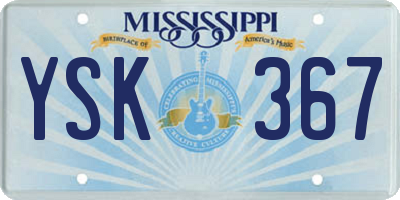 MS license plate YSK367