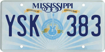 MS license plate YSK383