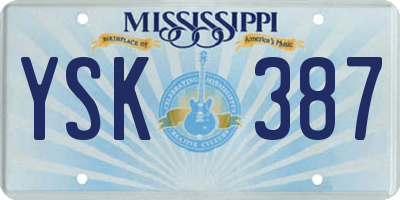 MS license plate YSK387