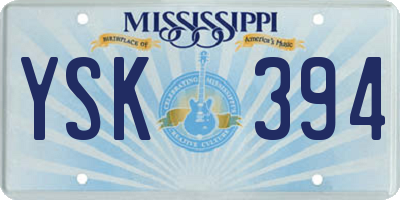 MS license plate YSK394