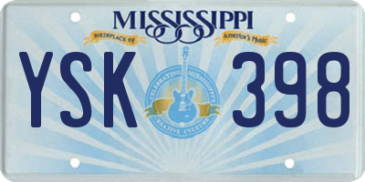 MS license plate YSK398