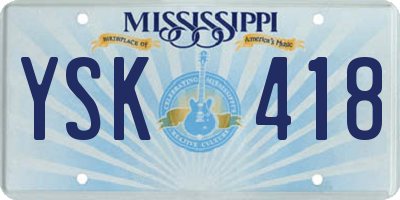 MS license plate YSK418