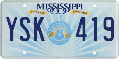 MS license plate YSK419