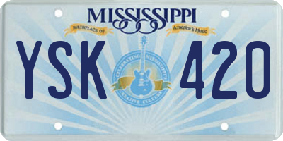 MS license plate YSK420