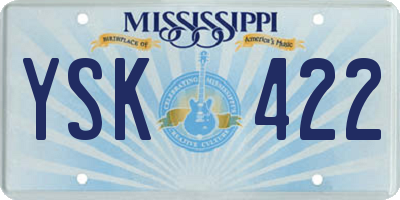 MS license plate YSK422