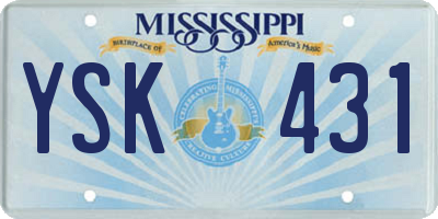 MS license plate YSK431