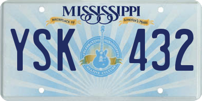 MS license plate YSK432