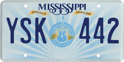 MS license plate YSK442