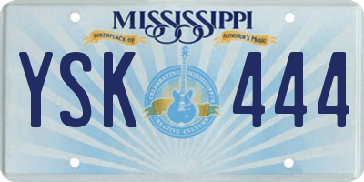 MS license plate YSK444