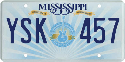MS license plate YSK457