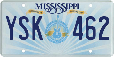 MS license plate YSK462