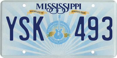 MS license plate YSK493