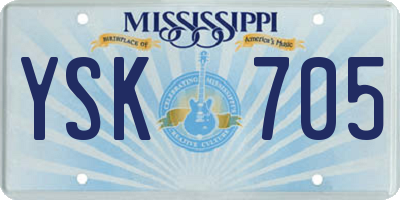 MS license plate YSK705
