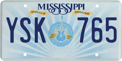 MS license plate YSK765