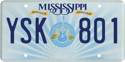 MS license plate YSK801