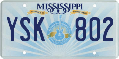 MS license plate YSK802