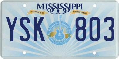 MS license plate YSK803