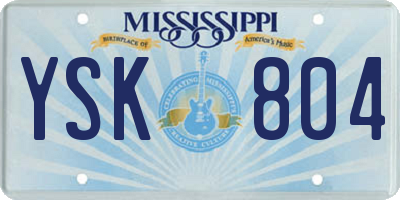 MS license plate YSK804