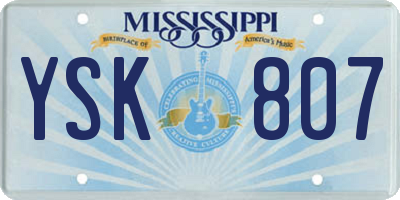 MS license plate YSK807