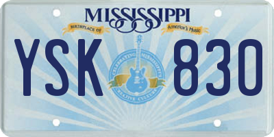 MS license plate YSK830