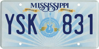 MS license plate YSK831