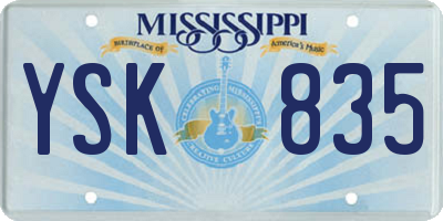 MS license plate YSK835