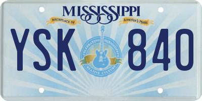 MS license plate YSK840