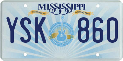 MS license plate YSK860