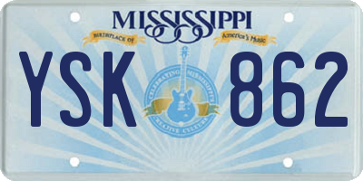 MS license plate YSK862