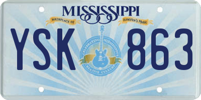 MS license plate YSK863