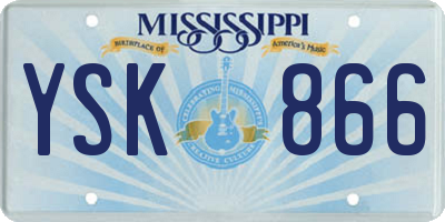 MS license plate YSK866