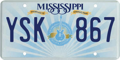 MS license plate YSK867